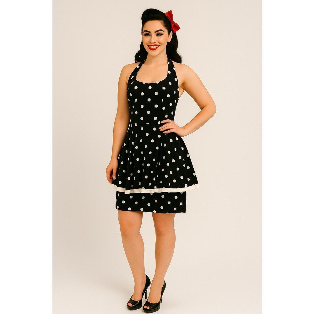 RAMPAGE Vintage Retro 50s 60s Pinup Girl Polka Dot Ruffled Tulle Mini Dress 11